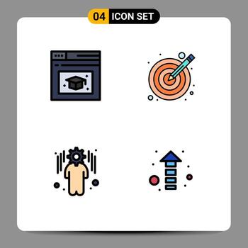 4 Universal Filledline Flat Color Signs Symbols of web page setting design vectors direction Editable Vector Design Elements