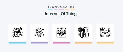 Internet de cosas línea 5 5 icono paquete incluso red. global. ubicación. Wifi. Wifi. creativo íconos diseño vector