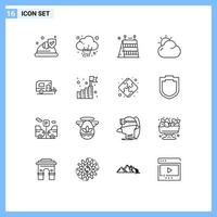 16 Creative Icons Modern Signs and Symbols of camp sun barrier shinning cloud Editable Vector Design Elements