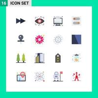 Universal Icon Symbols Group of 16 Modern Flat Colors of flower nipple graph dummy toggle Editable Pack of Creative Vector Design Elements