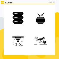 Modern Set of 4 Solid Glyphs Pictograph of computing direct storage china analytics Editable Vector Design Elements