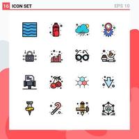 Set of 16 Modern UI Icons Symbols Signs for security louck cloud setting location Editable Creative Vector Design Elements