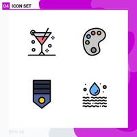 Pictogram Set of 4 Simple Filledline Flat Colors of alcohol military summer paint soldier Editable Vector Design Elements