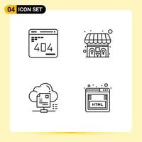 Stock Vector Icon Pack of 4 Line Signs and Symbols for develop sharing web toilet cloud Editable Vector Design Elements