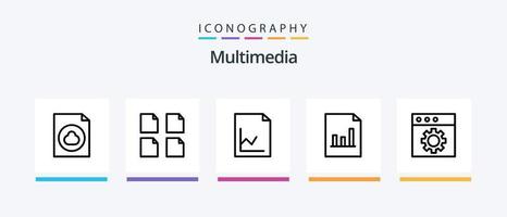 multimedia línea 5 5 icono paquete incluso . cremallera. editar. documento. grafico. creativo íconos diseño vector