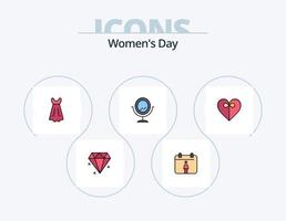 Womens Day Line Filled Icon Pack 5 Icon Design. day. party. day. celebration. women vector