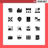 Modern Set of 16 Solid Glyphs and symbols such as arrows develop cinema coding c Editable Vector Design Elements