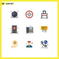 Mobile Interface Flat Color Set of 9 Pictograms of communication telephone museum message bath Editable Vector Design Elements