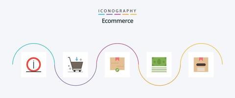 Ecommerce Flat 5 Icon Pack Including shopping. money. e. ecommerce. package vector