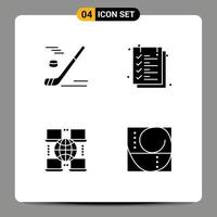 Mobile Interface Solid Glyph Set of 4 Pictograms of hockey internet snow sheet business Editable Vector Design Elements