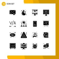 Universal Icon Symbols Group of 16 Modern Solid Glyphs of kerning chat health mail irish day Editable Vector Design Elements