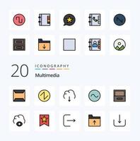 20 Multimedia Line Filled Color icon Pack like contacts square download sound sound vector