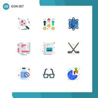 Flat Color Pack of 9 Universal Symbols of file navigation computing map gps Editable Vector Design Elements