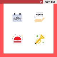 Group of 4 Modern Flat Icons Set for calendar christmas celebration gdpr santa Editable Vector Design Elements