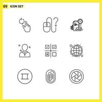 Outline Pack of 9 Universal Symbols of preacher male online church business Editable Vector Design Elements