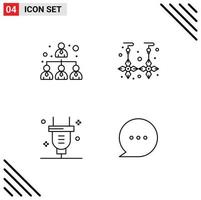 Stock Vector Icon Pack of 4 Line Signs and Symbols for business switch drop gold bubble Editable Vector Design Elements