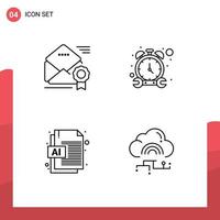 4 Creative Icons Modern Signs and Symbols of email ai offer timer file Editable Vector Design Elements