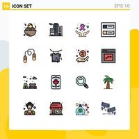16 Flat Color Filled Line concept for Websites Mobile and Apps clothes jump rope cancer day fitness profiles Editable Creative Vector Design Elements