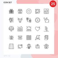 móvil interfaz línea conjunto de 25 pictogramas de acción de gracias menú detener comida aprendizaje editable vector diseño elementos