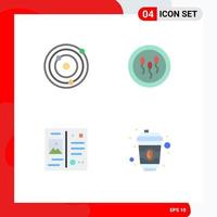 4 Universal Flat Icons Set for Web and Mobile Applications astronomy postcard biochemistry laboratory vacation Editable Vector Design Elements