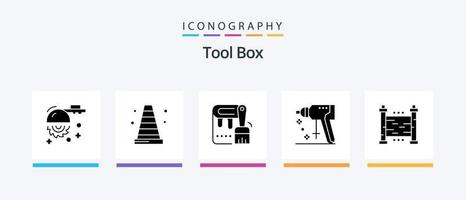 Tools Glyph 5 Icon Pack Including security. fences. dye. tool. perforator. Creative Icons Design vector