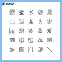 Set of 25 Modern UI Icons Symbols Signs for document file chinese graduation education Editable Vector Design Elements