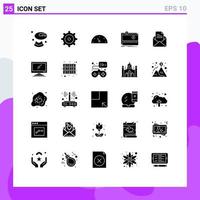 Pack of 25 creative Solid Glyphs of computer office crowdfunding mail website Editable Vector Design Elements