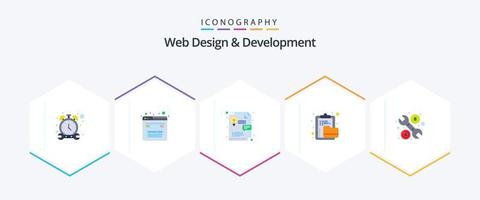 web diseño y desarrollo 25 plano icono paquete incluso herramienta. carpeta. idea. archivo. portapapeles vector