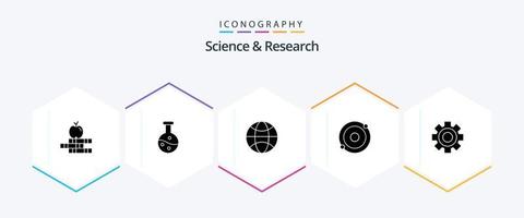 Ciencias 25 glifo icono paquete incluso . ciencia. ciencia. ajuste. diente vector