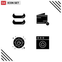 Set of 4 Modern UI Icons Symbols Signs for boat drink e bean app Editable Vector Design Elements