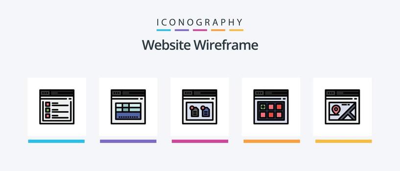 sitio web estructura metálica línea lleno 5 5 icono paquete incluso web página. web. enlaces rápidos. compartir. web. creativo íconos diseño vector
