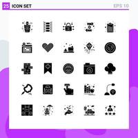 Stock Vector Icon Pack of 25 Line Signs and Symbols for checklist finance louck exchange coin Editable Vector Design Elements