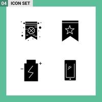 Set of 4 Modern UI Icons Symbols Signs for card ecology badge star environment Editable Vector Design Elements