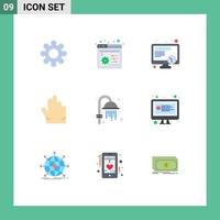 User Interface Pack of 9 Basic Flat Colors of question computer work shower cleansing Editable Vector Design Elements