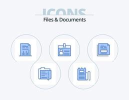 Files And Documents Blue Icon Pack 5 Icon Design. document. badge. payment. graph. document vector