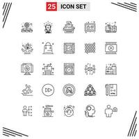 Set of 25 Modern UI Icons Symbols Signs for car profile typewriter online paper Editable Vector Design Elements