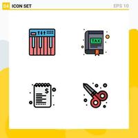 Pictogram Set of 4 Simple Filledline Flat Colors of controller tax midi book list Editable Vector Design Elements