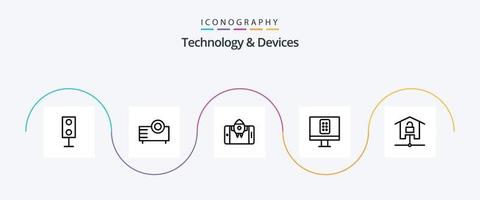 Devices Line 5 Icon Pack Including devices. remote. projector. control. rocket vector