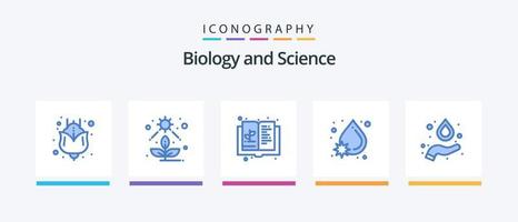 biología azul 5 5 icono paquete incluso hidrógeno. agua. educación. gota. virus. creativo íconos diseño vector