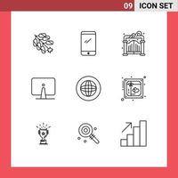 9 Creative Icons Modern Signs and Symbols of center imac iphone desktop back Editable Vector Design Elements