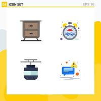 Pack of 4 Modern Flat Icons Signs and Symbols for Web Print Media such as drawer vehicles heart tram not Editable Vector Design Elements