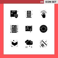 User Interface Pack of 9 Basic Solid Glyphs of architecture web builder gestures web make a website Editable Vector Design Elements