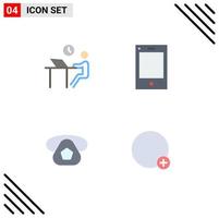 Flat Icon Pack of 4 Universal Symbols of desk mobile person ipad telephone Editable Vector Design Elements