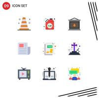 Group of 9 Flat Colors Signs and Symbols for tax document lamp text sheet sheet Editable Vector Design Elements