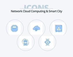 Network Cloud Computing And Smart City Blue Icon Pack 5 Icon Design. globe. network. vision. technology. computer vector