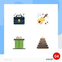 4 Universal Flat Icons Set for Web and Mobile Applications business case gift thing violin present Editable Vector Design Elements