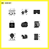 9 Universal Solid Glyphs Set for Web and Mobile Applications train security fly protect key Editable Vector Design Elements