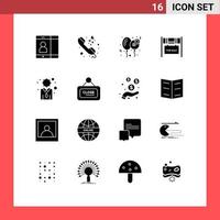 Modern Set of 16 Solid Glyphs Pictograph of development for sale day estate building Editable Vector Design Elements