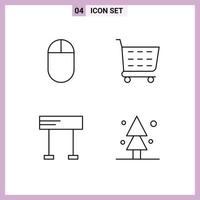 Set of 4 Modern UI Icons Symbols Signs for hardware forest shop line spruce Editable Vector Design Elements