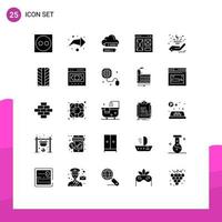 Universal Icon Symbols Group of 25 Modern Solid Glyphs of lettering web online page interface Editable Vector Design Elements